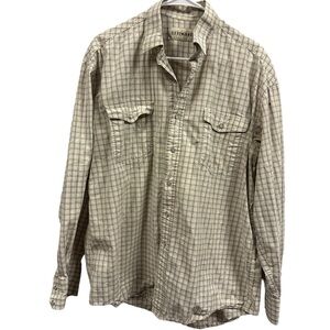 Cody James Western Button Snap Up Cream Cotton Long Sleeve Shirt Men Large